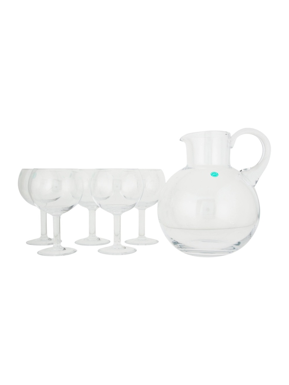 Tiffany & Co Glass Pitcher and Goblet Set - Elegant Clear Drinkware